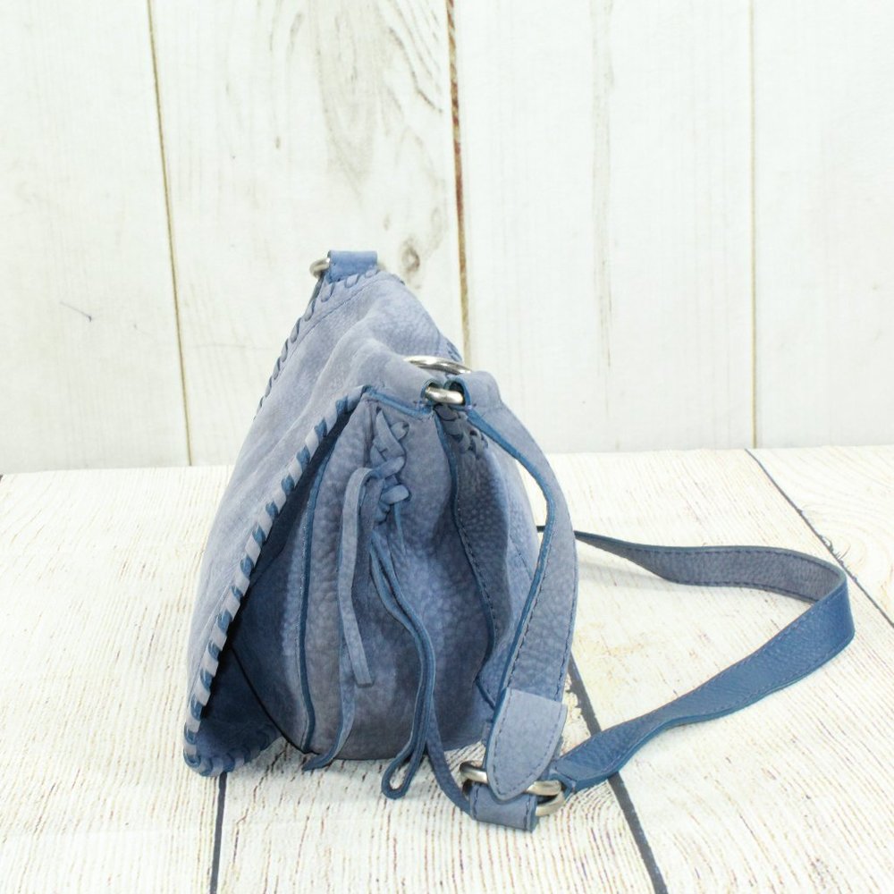 Cole Haan Blue Suede Flap Crossbody Purse Shoulder - Picture 4 of 11